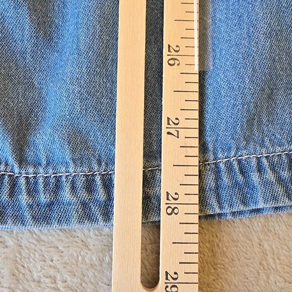 Silver Threads Embroidered Denim Shirt Women Size Large Floral Flowers Jean Art - Picture 8 of 9